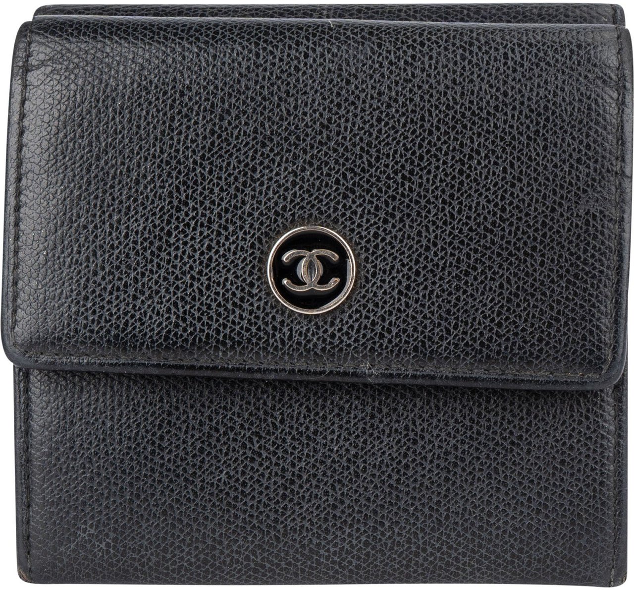 Chanel Chanel Black Leather CC Wallet Zwart