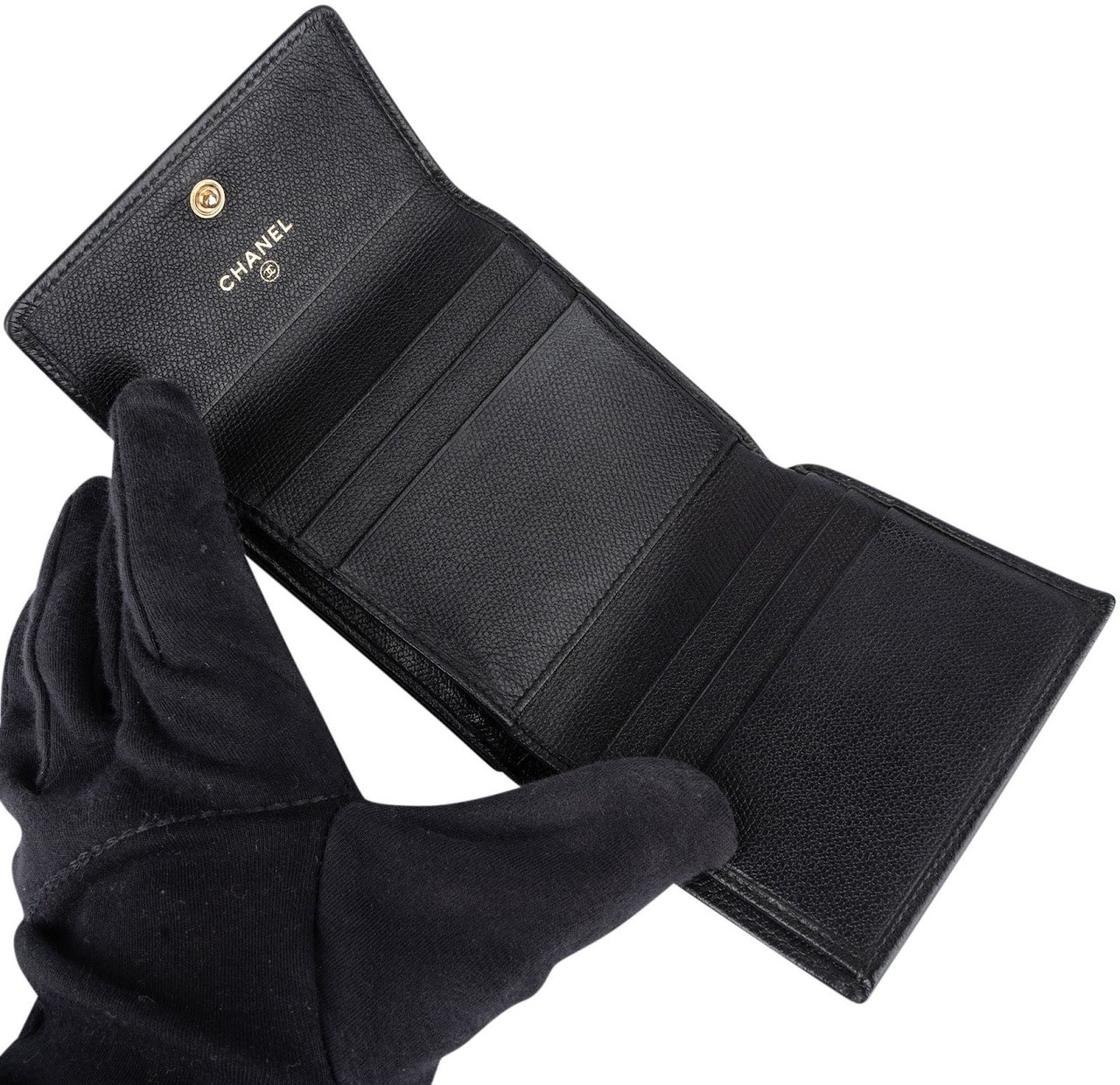 Chanel Chanel Black Leather CC Wallet Zwart