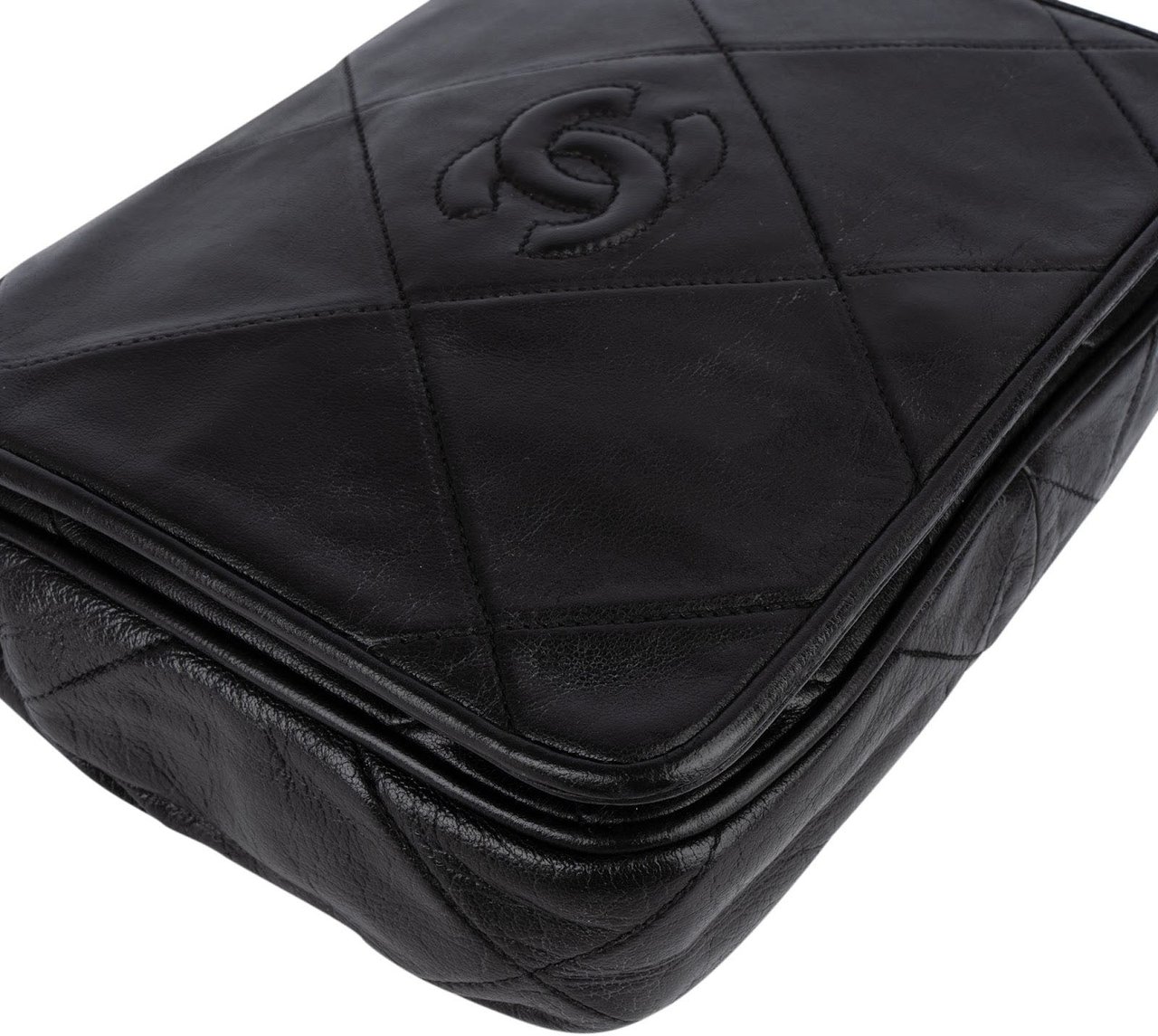 Chanel Chanel Stitching Lambskin CC Single Flap Crossbody Bag Zwart