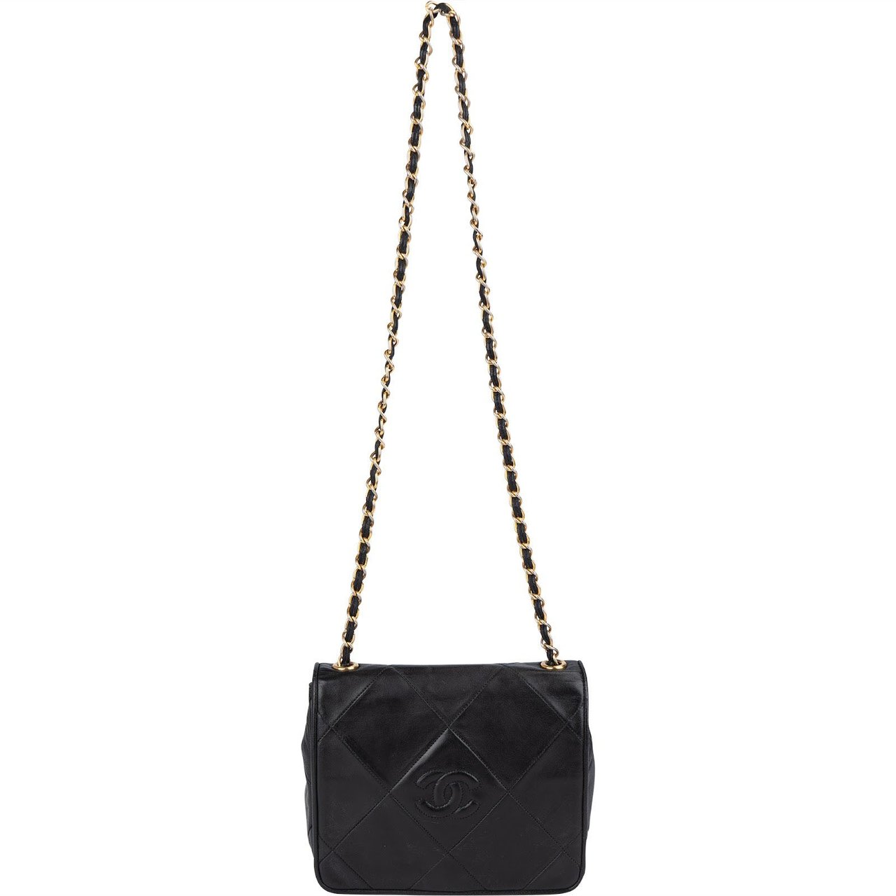 Chanel Chanel Stitching Lambskin CC Single Flap Crossbody Bag Zwart