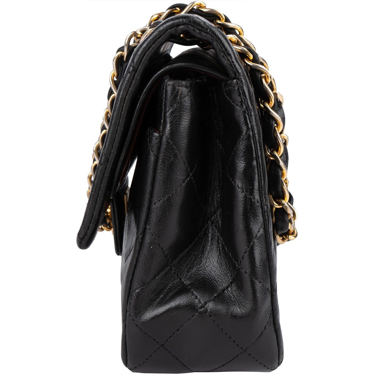 Chanel Chanel Quilted Lambskin 24K Gold Small Double Flap Crossbody Bag Zwart