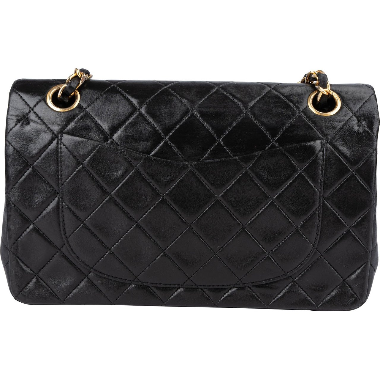 Chanel Chanel Quilted Lambskin 24K Gold Small Double Flap Crossbody Bag Zwart