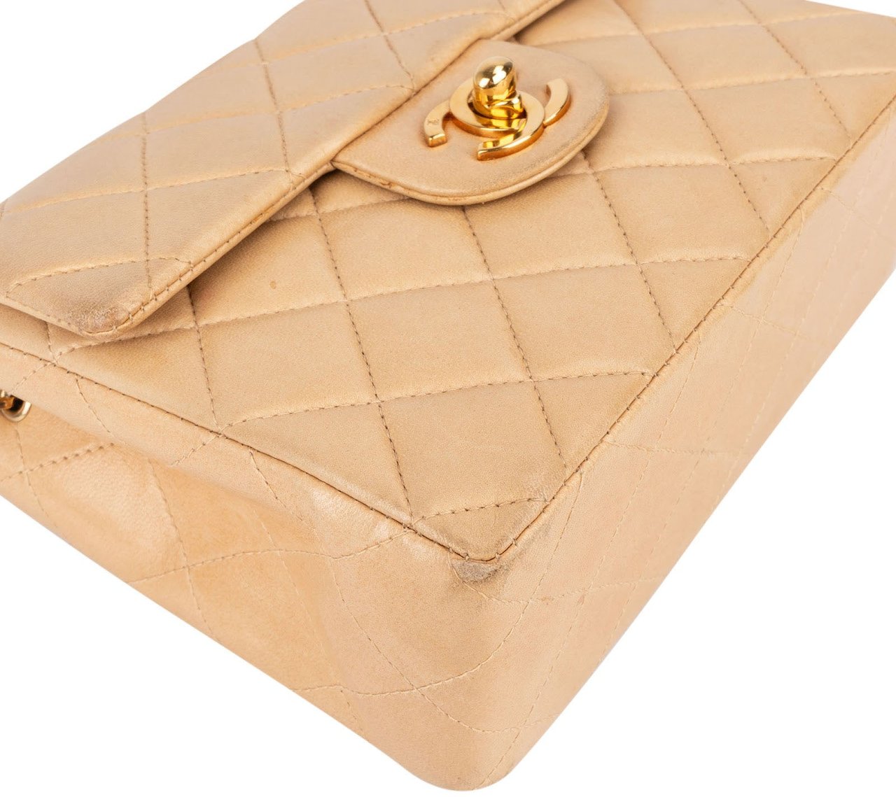 Chanel Chanel Quilted Lambskin 24K Gold Mini Single Flap Crossbody Bag Beige