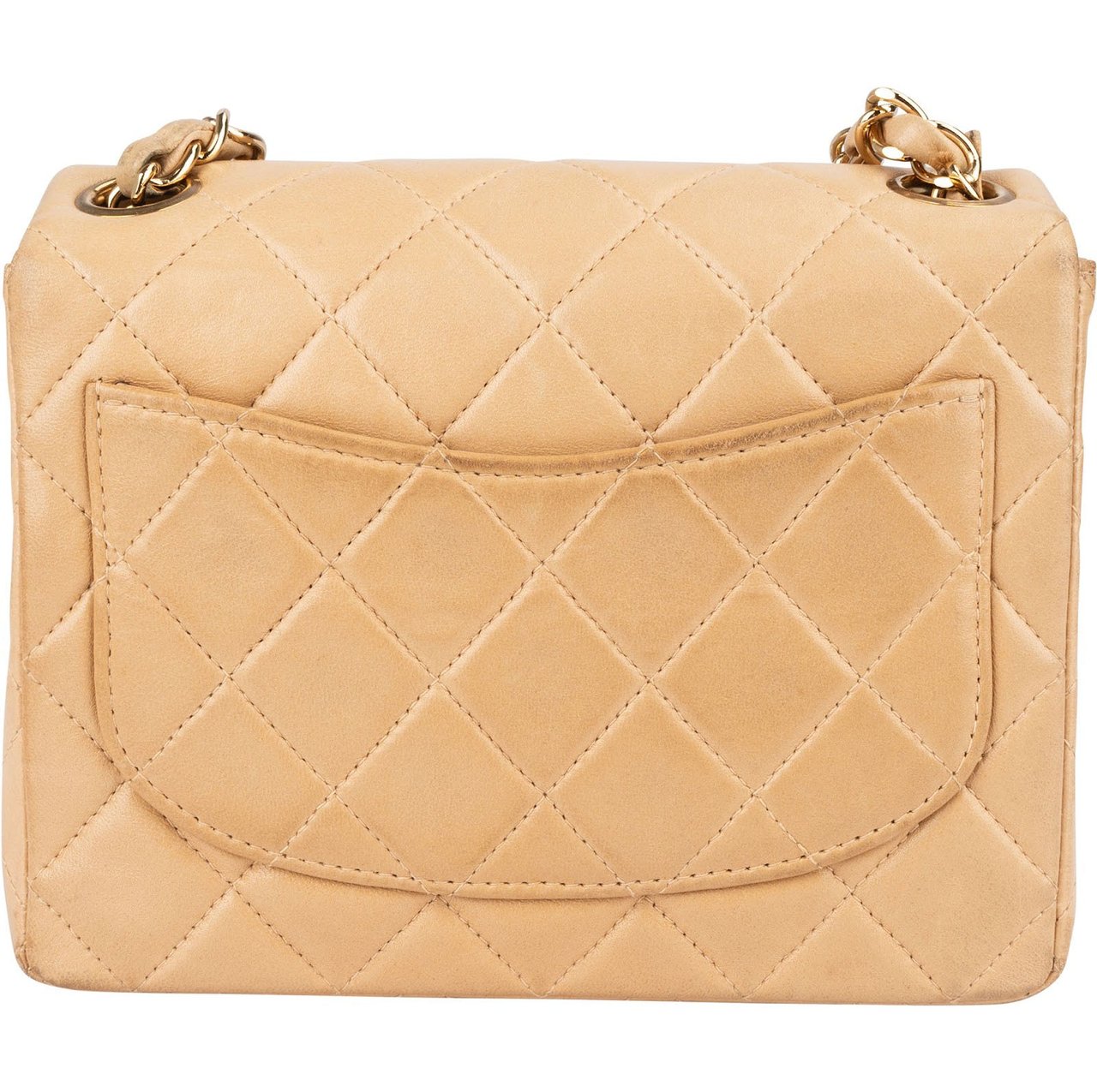 Chanel Chanel Quilted Lambskin 24K Gold Mini Single Flap Crossbody Bag Beige