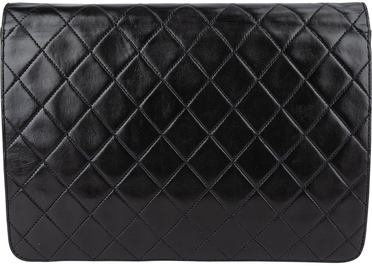 Chanel Chanel Quilted Lambskin CC Single Flap Shoulder Bag Zwart