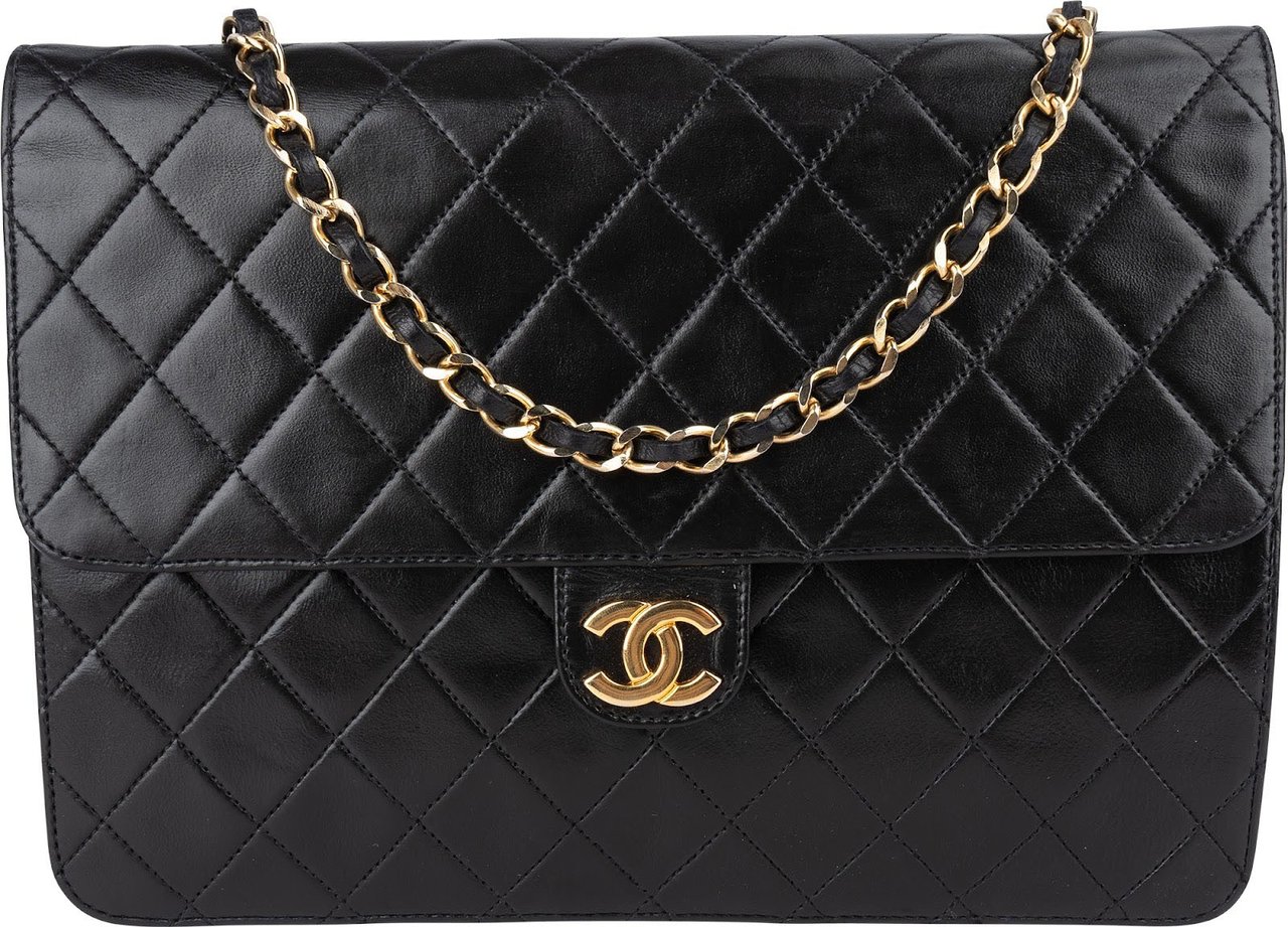 Chanel Chanel Quilted Lambskin CC Single Flap Shoulder Bag Zwart