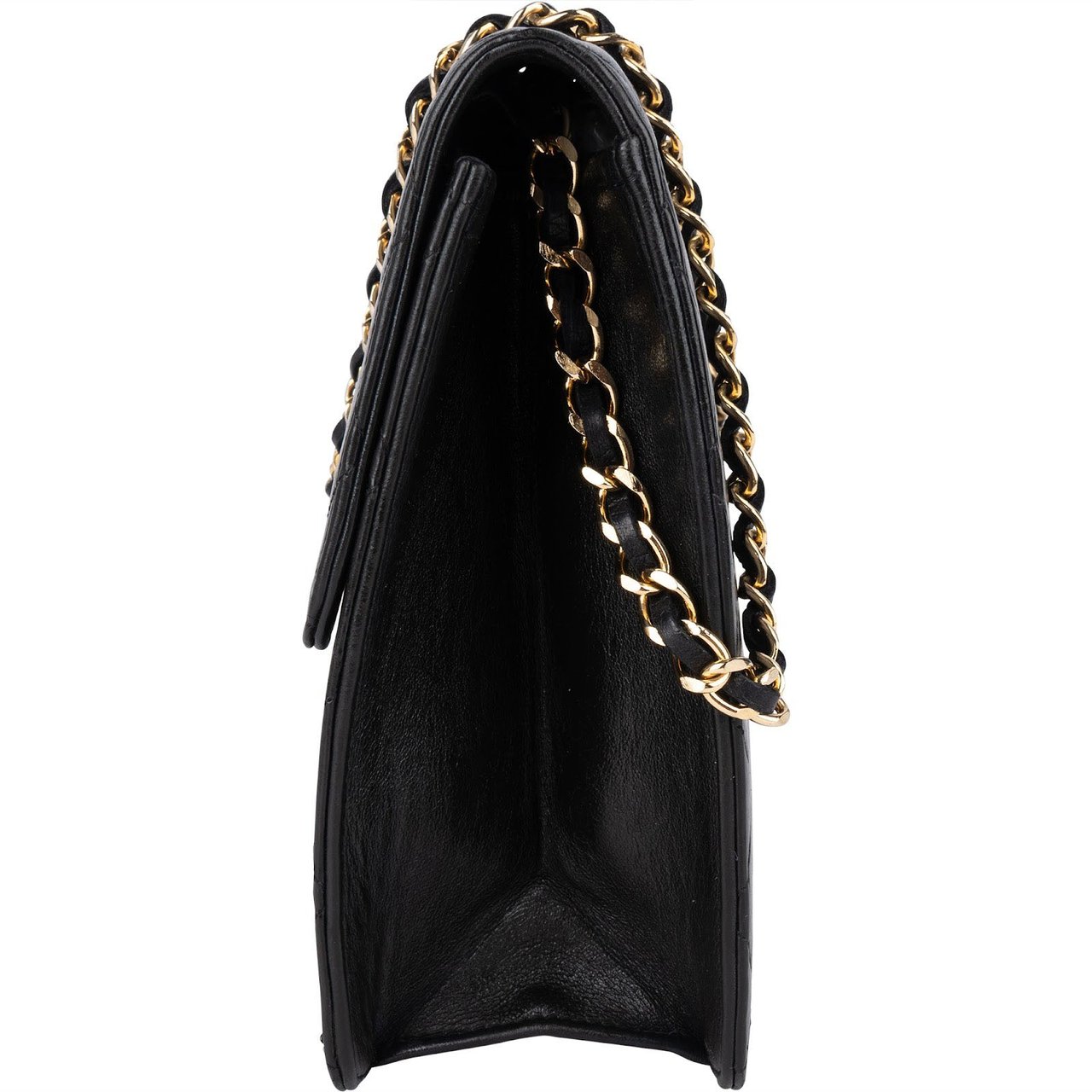 Chanel Chanel Quilted Lambskin CC Single Flap Shoulder Bag Zwart