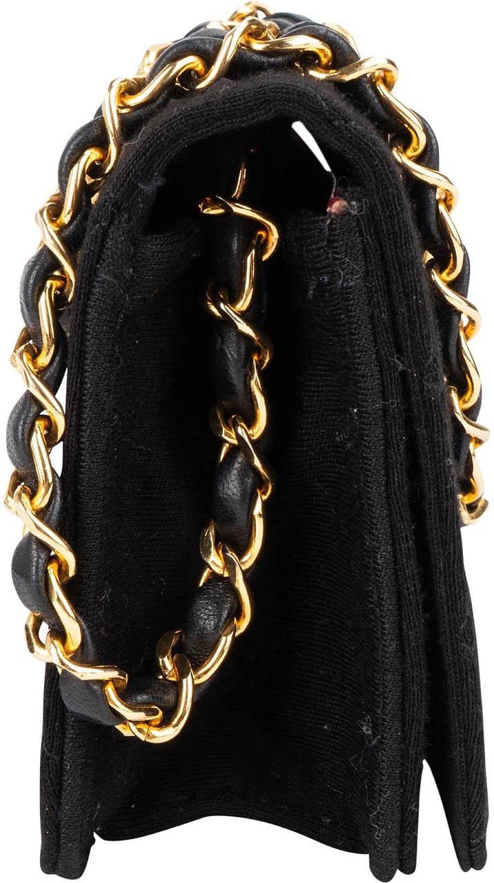 Chanel Chanel Quilted Cotton 24K Gold Single Flap Shoulder Bag Zwart