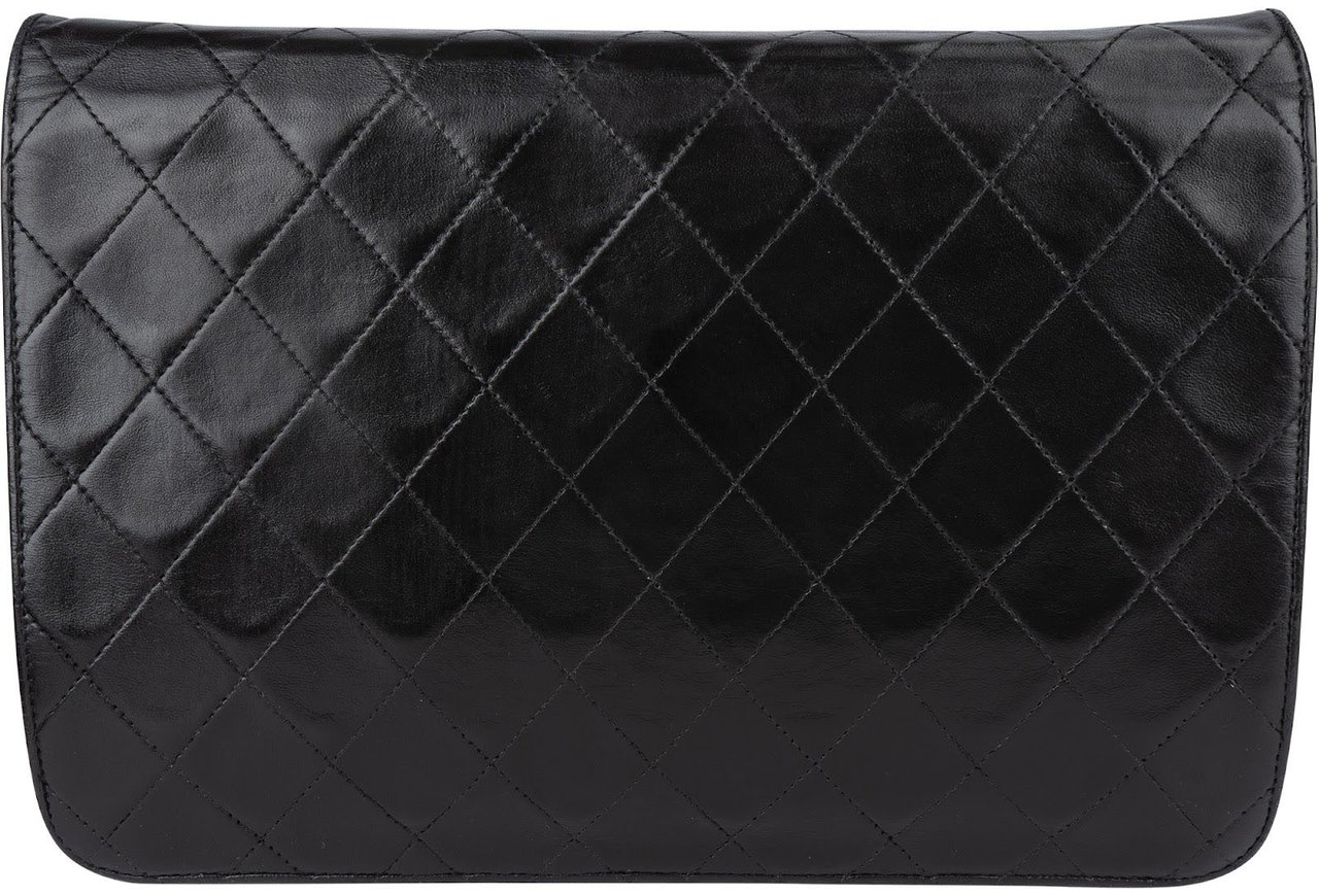 Chanel Chanel Quilted Lambskin 24K Gold Single Flap Shoulder Bag Zwart