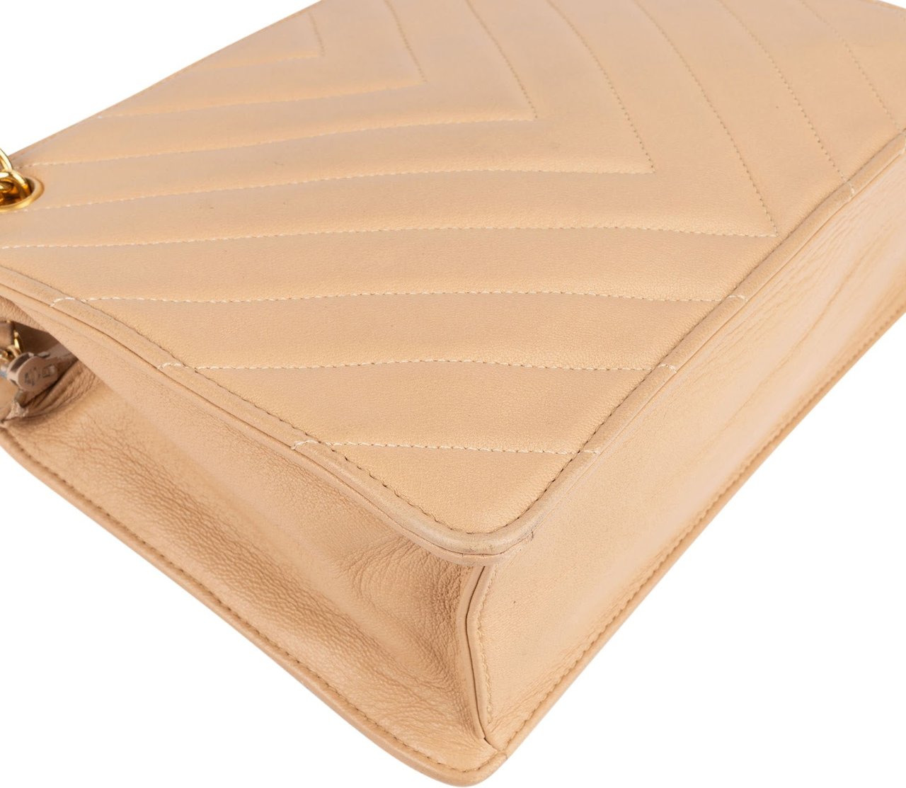 Chanel Chanel Chevron Lambskin Flap Crossbody Bag Beige