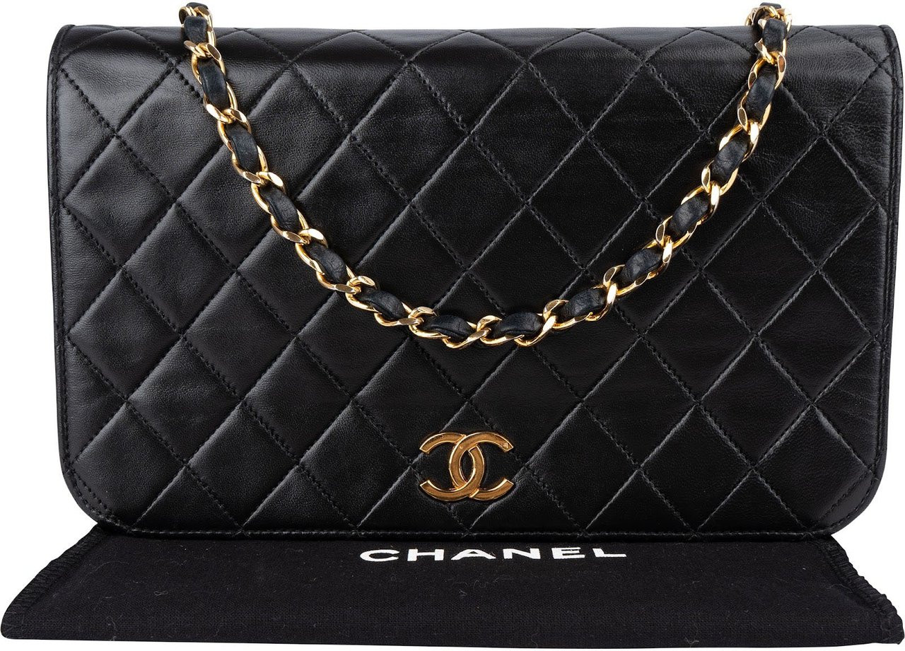 Chanel Chanel Quilted Lambskin 24K Gold Single Flap Shoulder Bag Zwart