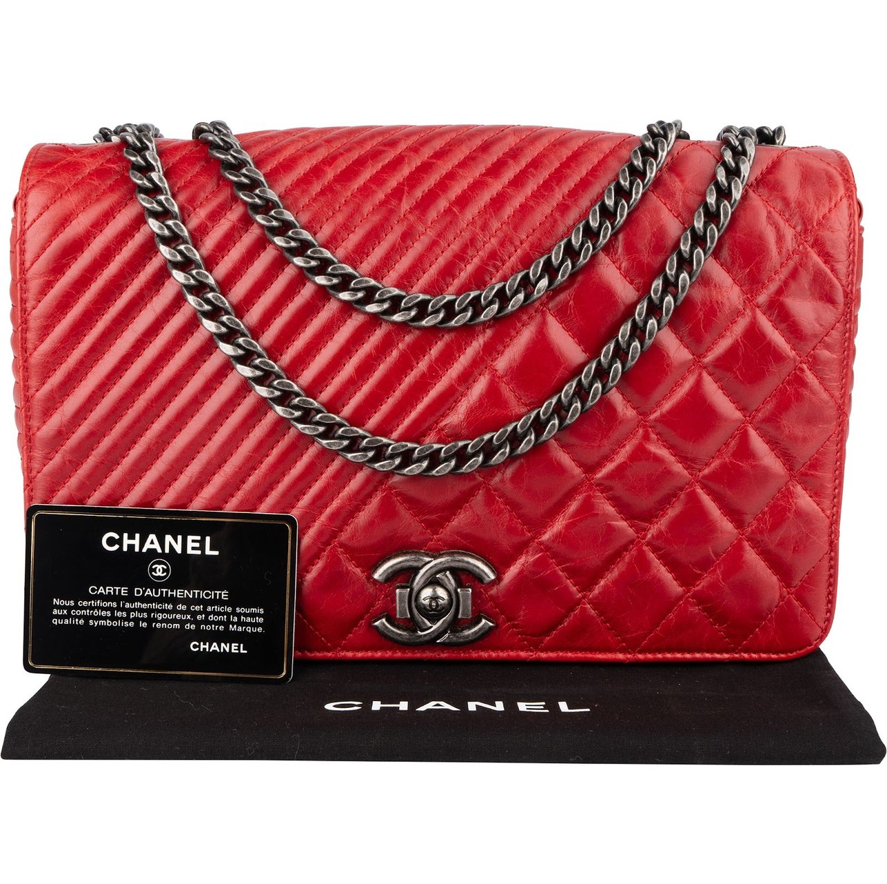 Chanel Quilted Medium Antique Boy Single Flap Crossbody Bag Rood