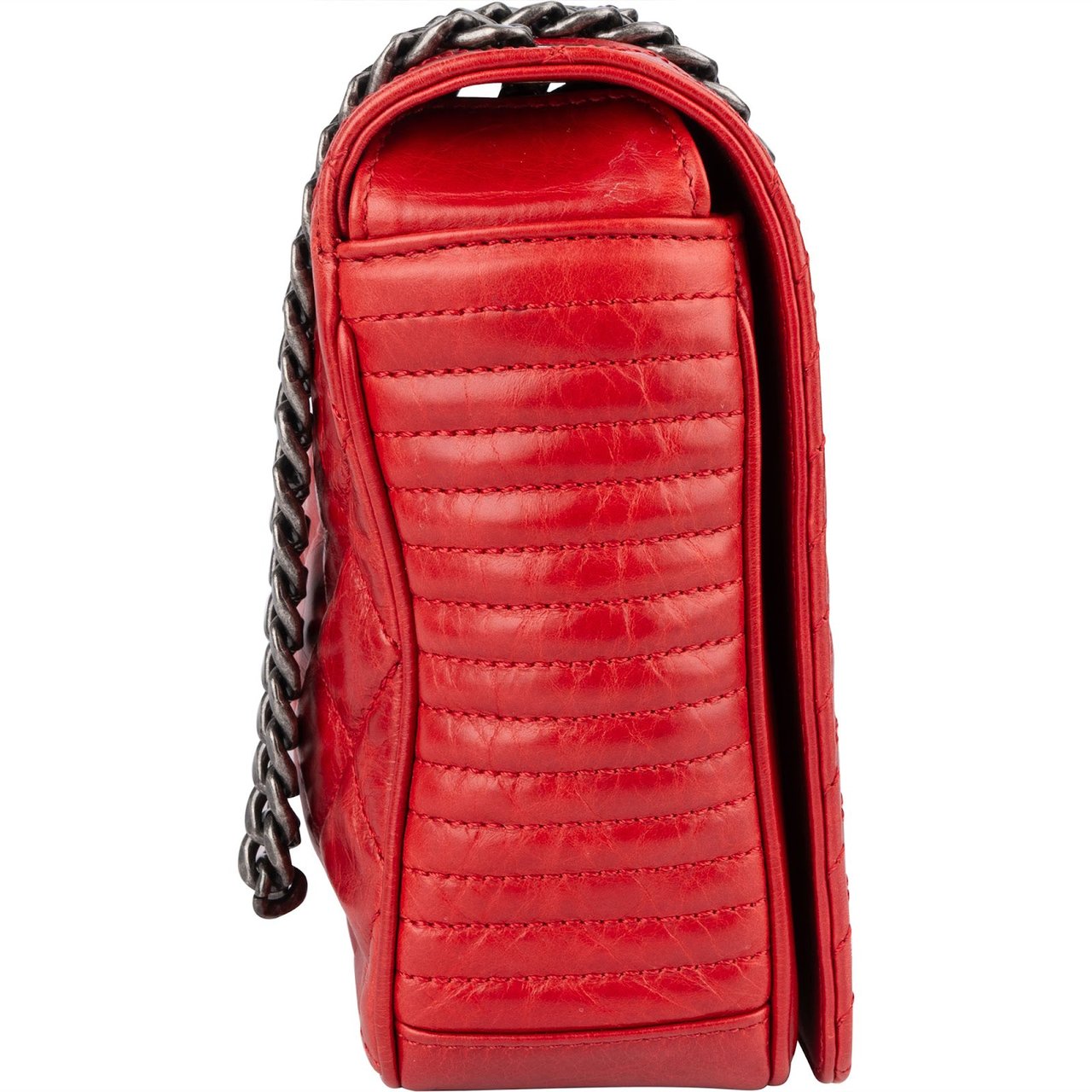Chanel Quilted Medium Antique Boy Single Flap Crossbody Bag Rood
