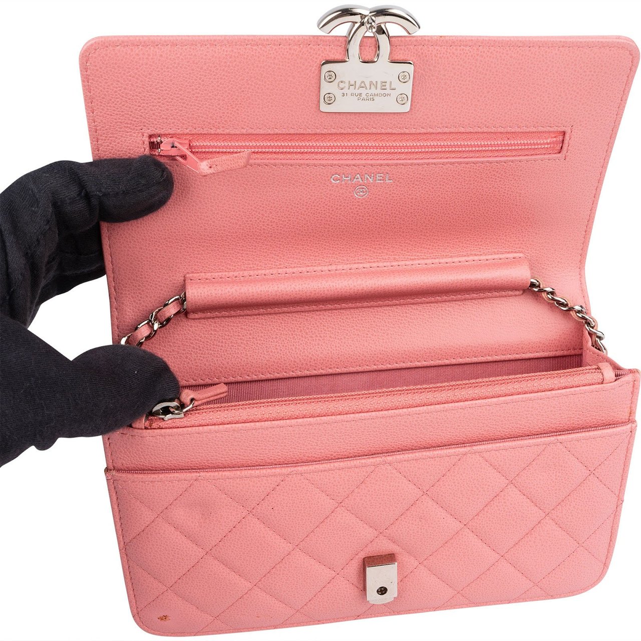 Chanel Chanel Quilted Caviar Leather Wallet On Chain Crossbody Bag Rood