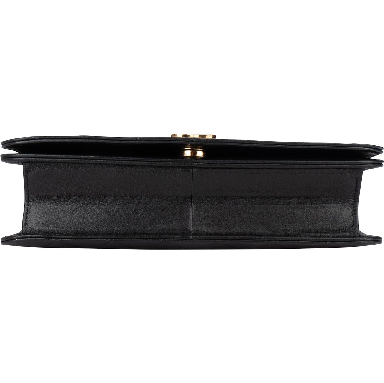 Chanel Chanel Quilted Lambskin 24K Gold Single Flap Shoulder Bag Zwart