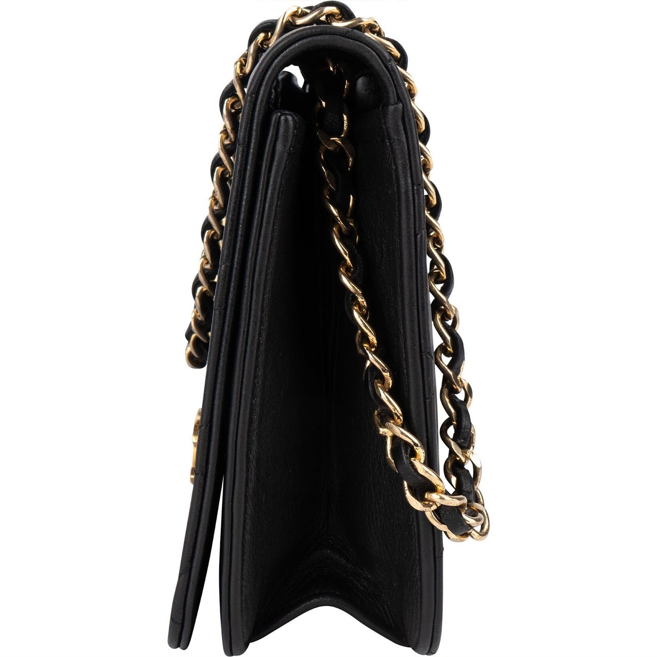 Chanel Chanel Quilted Lambskin CC Single Flap Shoulder Bag Zwart