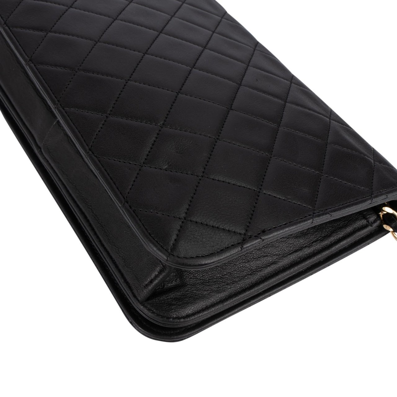 Chanel Chanel Quilted Lambskin CC Single Flap Shoulder Bag Zwart