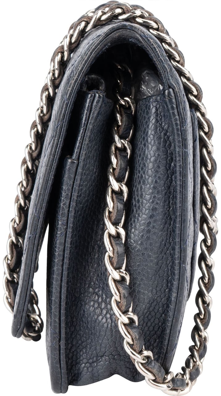 Chanel Chanel Quilted Caviar Leather Wallet on Chain Crossbody Bag Blauw