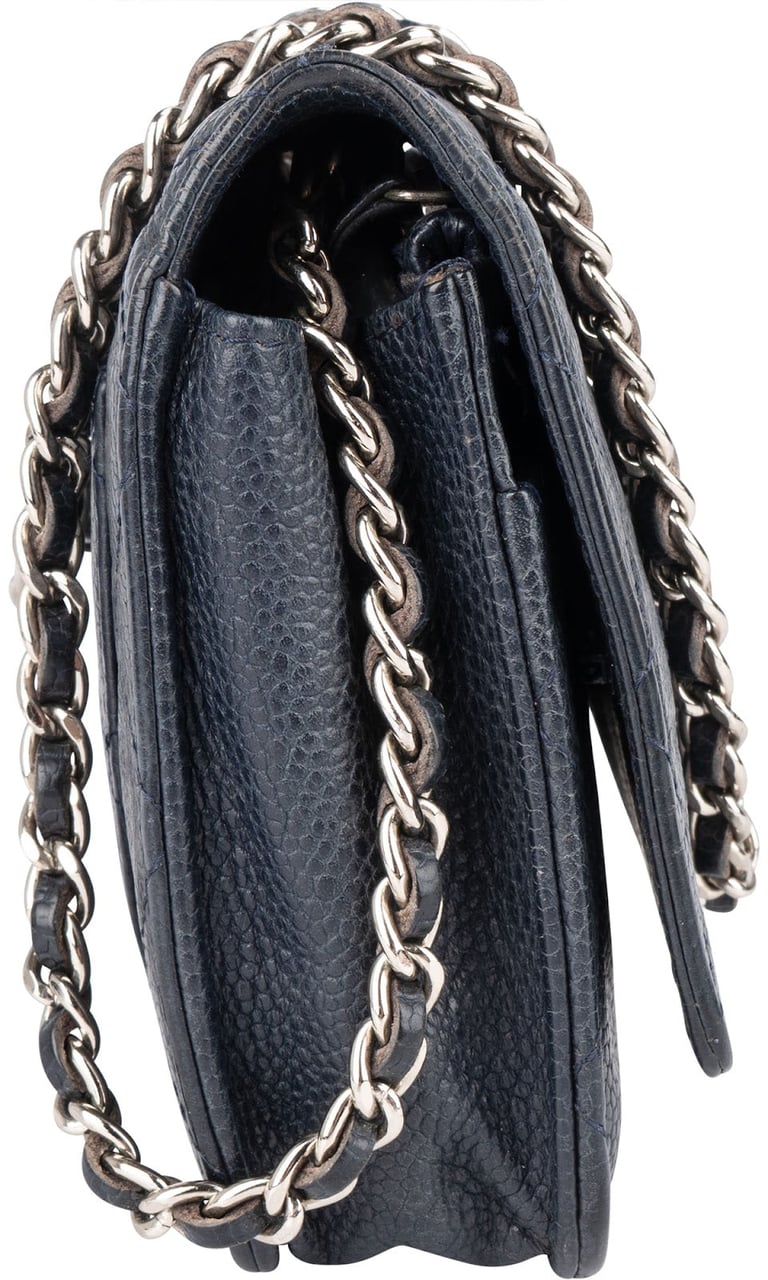 Chanel Chanel Quilted Caviar Leather Wallet on Chain Crossbody Bag Blauw