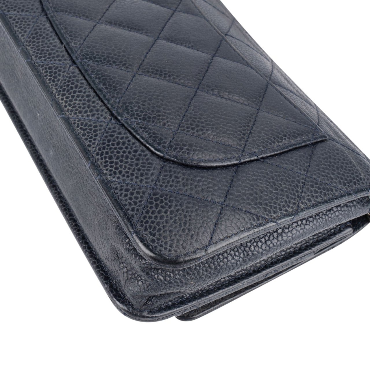 Chanel Chanel Quilted Caviar Leather Wallet on Chain Crossbody Bag Blauw