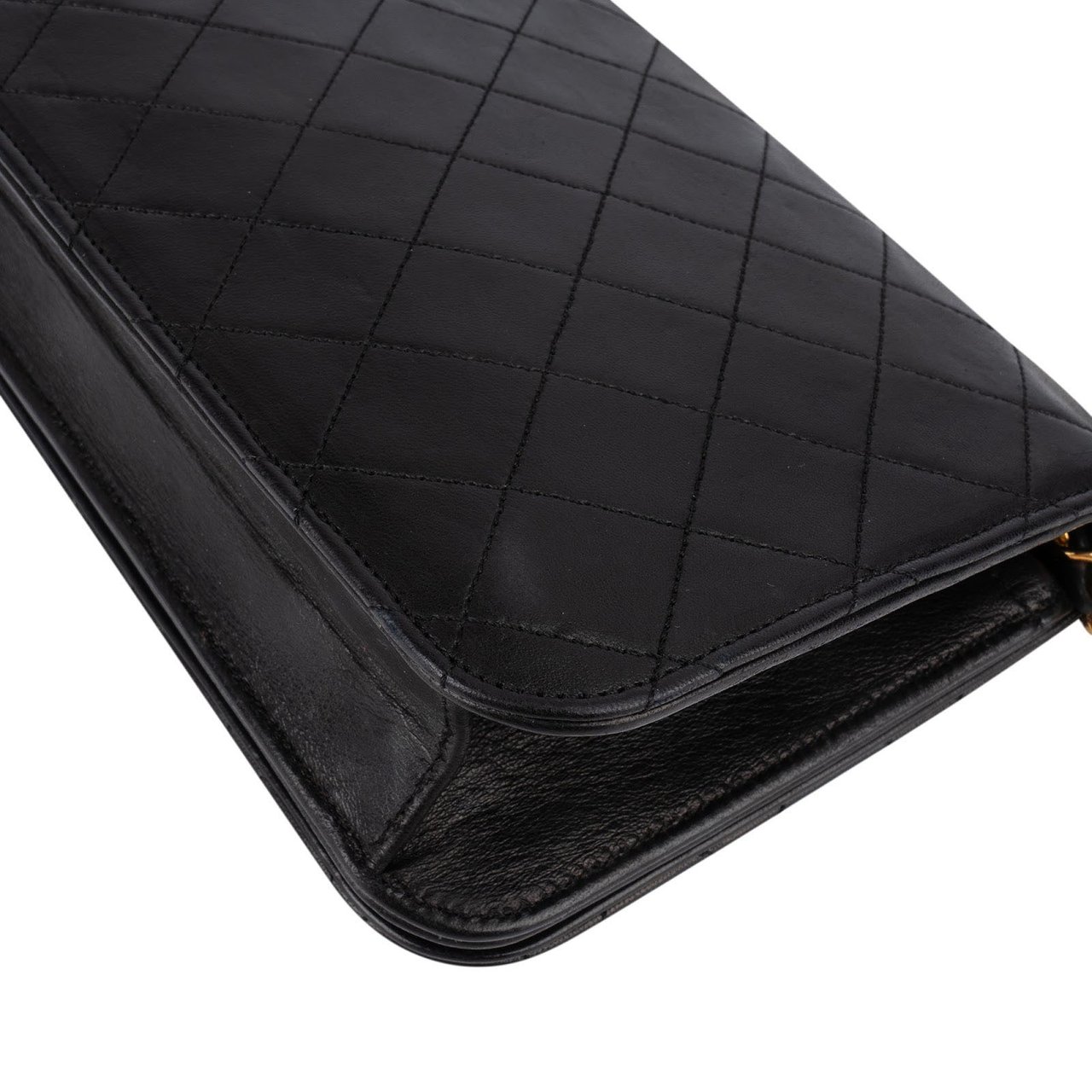 Chanel Chanel Quilted Lambskin 24K Gold Single Flap Shoulder Bag Zwart