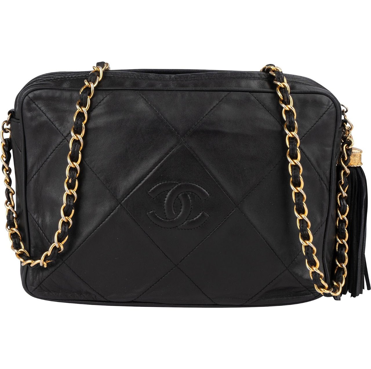 Chanel Chanel Quilted Lambskin Camera Crossbody Bag Zwart