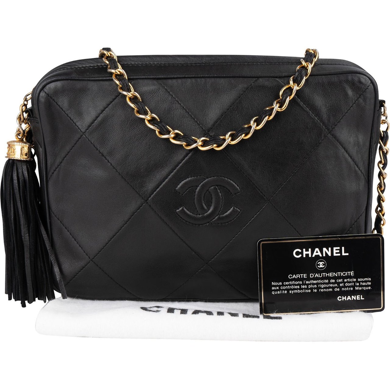 Chanel Chanel Quilted Lambskin Camera Crossbody Bag Zwart