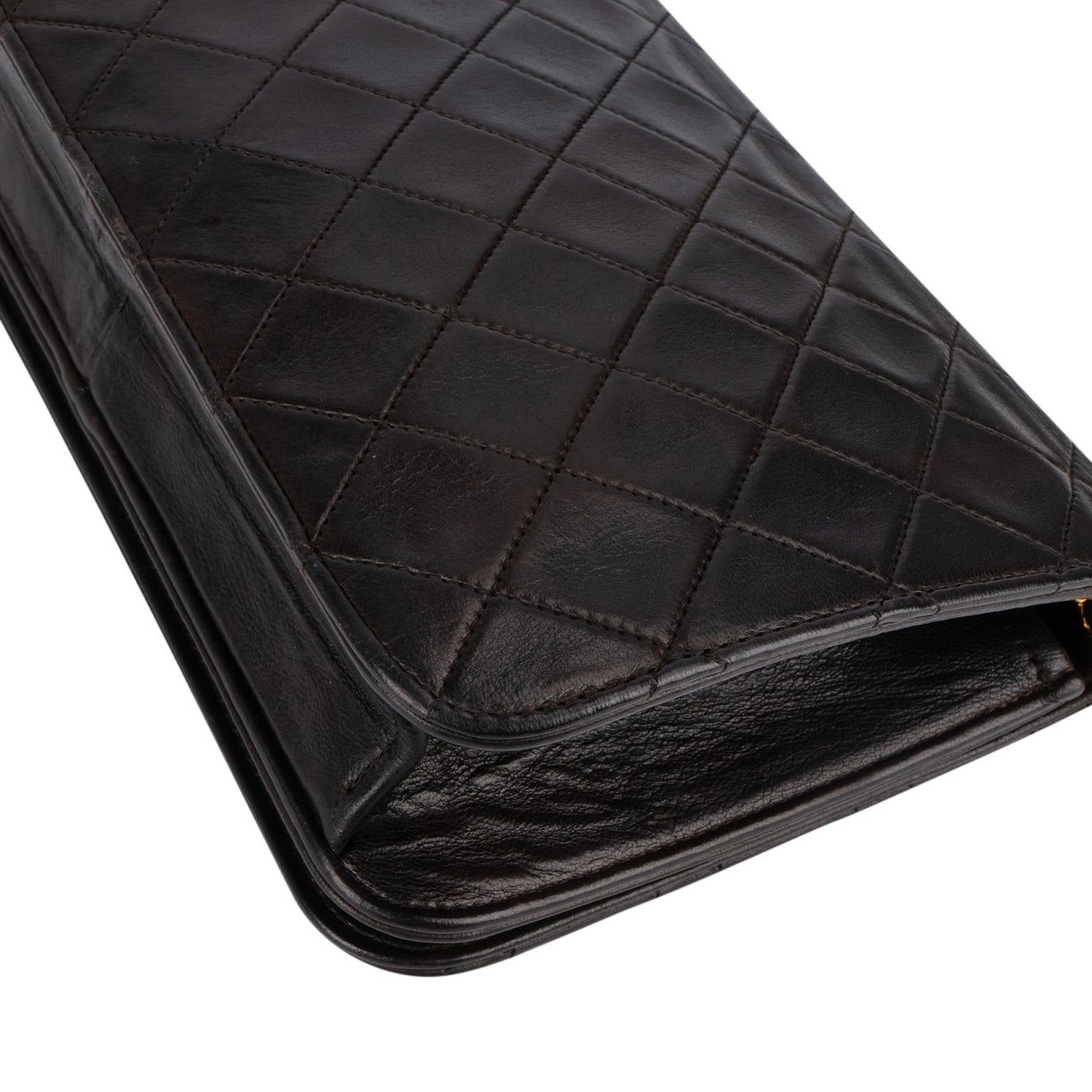 Chanel Chanel Quilted Lambskin CC Single Flap Shoulder Bag Bruin