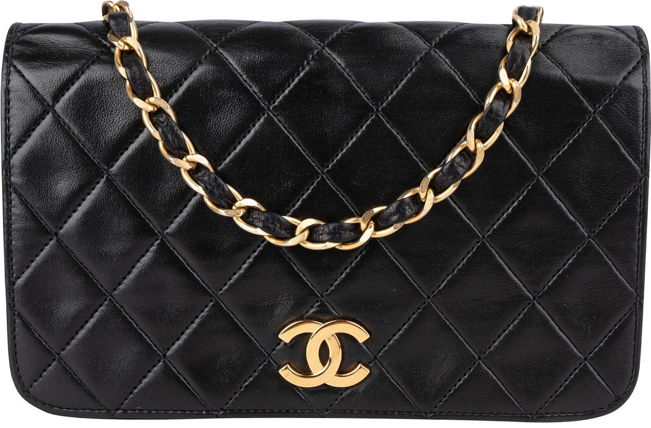 Chanel Chanel Quilted Lambskin 24K Gold Single Flap Shoulder Bag Zwart