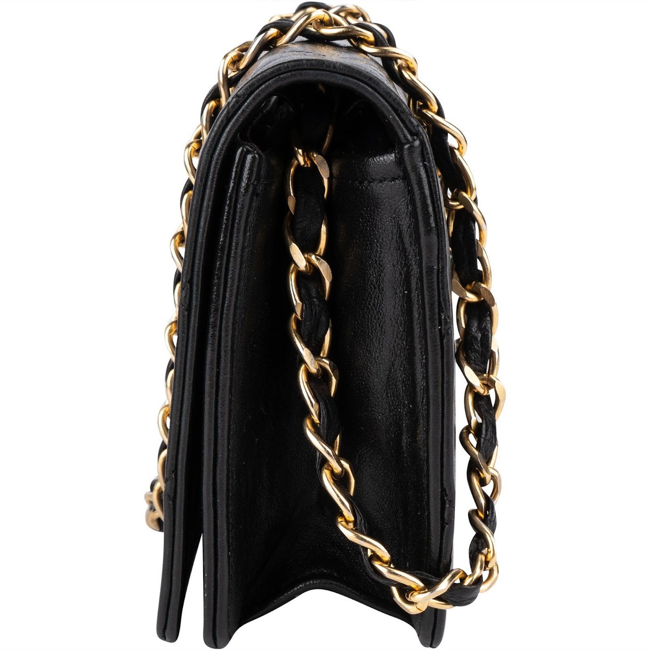 Chanel Chanel Quilted Lambskin 24K Gold Single Flap Shoulder Bag Zwart