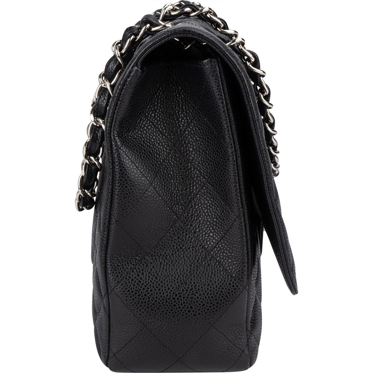 Chanel Chanel Quilted Caviar Leather Maxi Single Flap Crossbody Bag Zwart