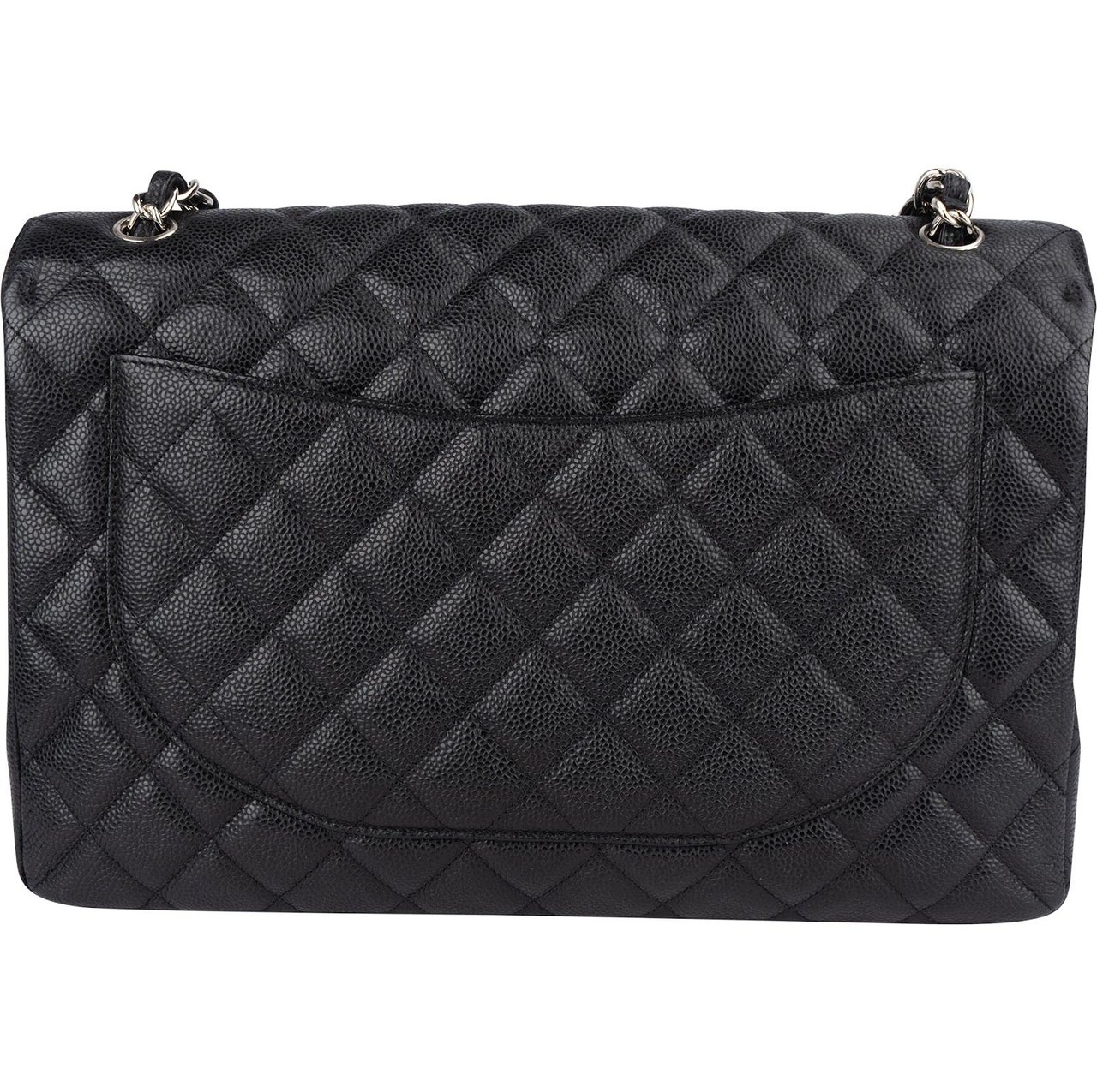 Chanel Chanel Quilted Caviar Leather Maxi Single Flap Crossbody Bag Zwart