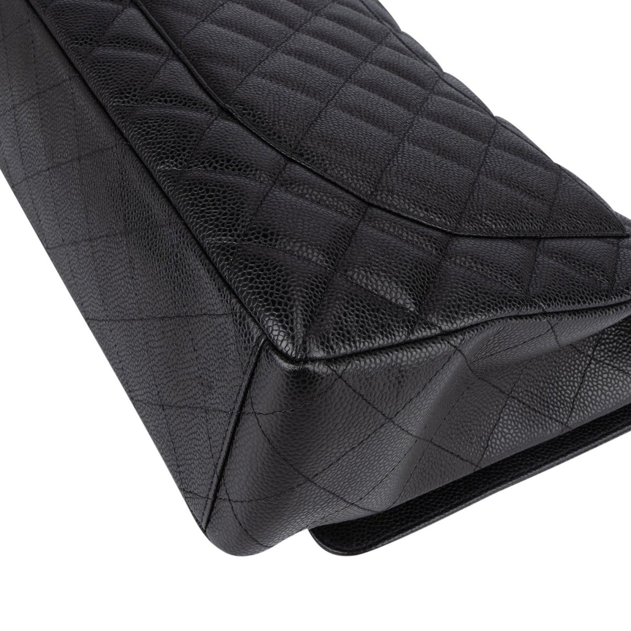 Chanel Chanel Quilted Caviar Leather Maxi Single Flap Crossbody Bag Zwart