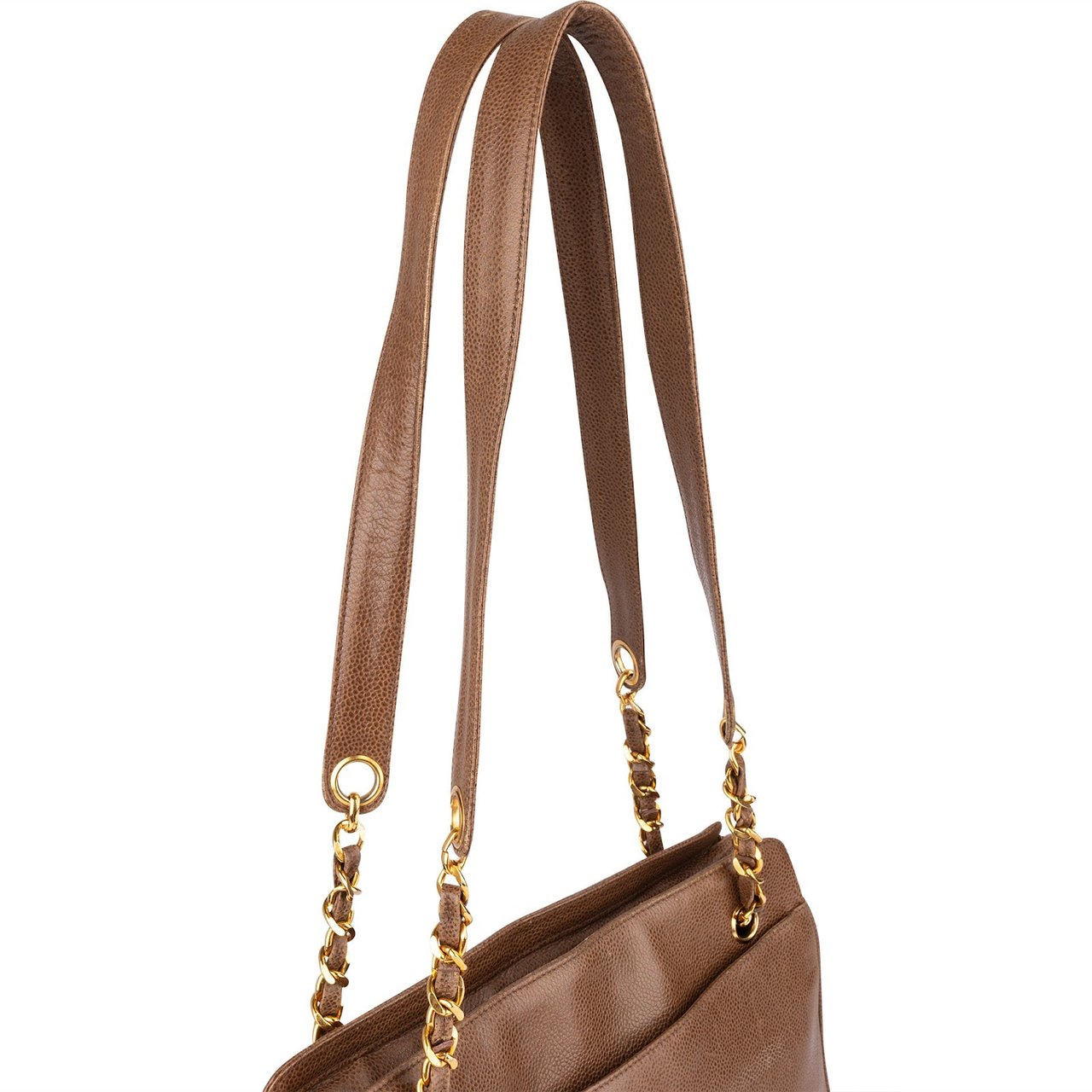 Chanel Caviar Leather Triple CC Tote Shoulder Bag Bruin