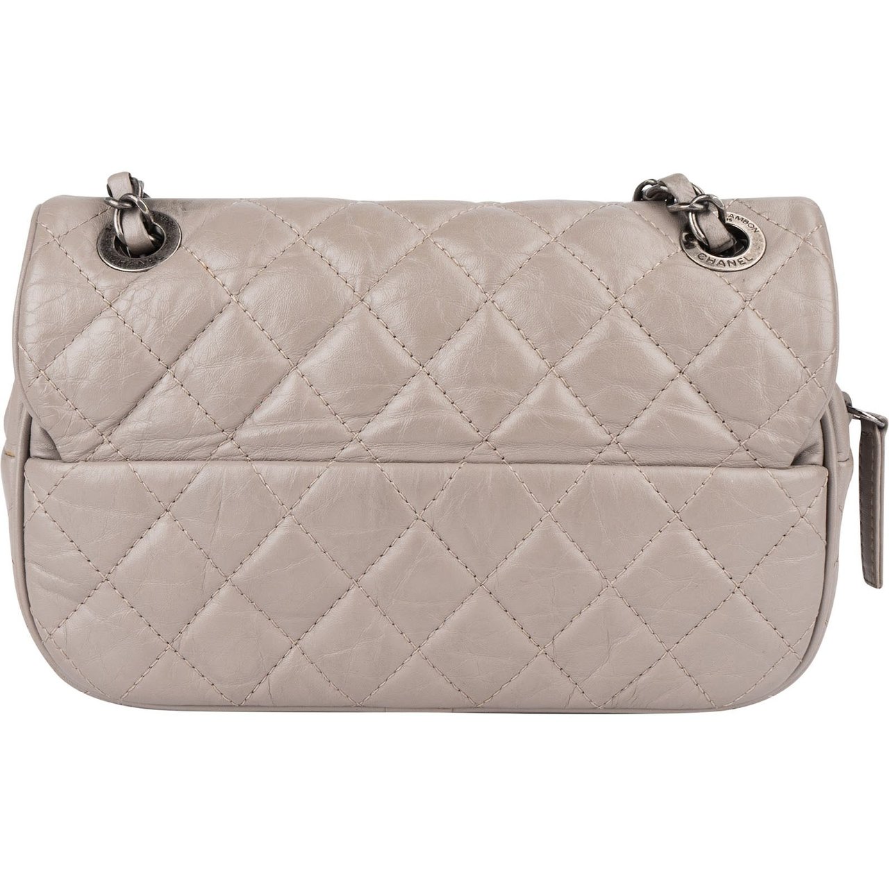 Chanel Chanel Quilted Leather Single Flap Crossbody Bag Donkergrijs