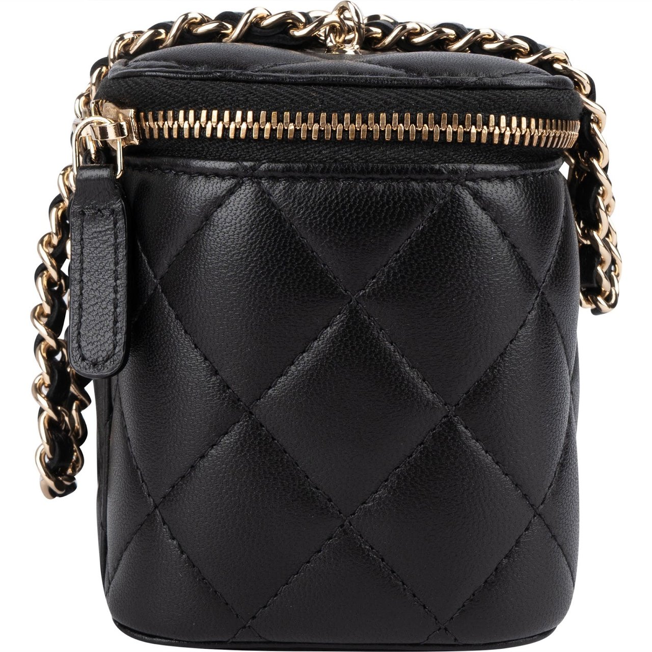 Chanel Chanel Quilted Lambskin Vanity Adjustable Crossbody Bag Zwart