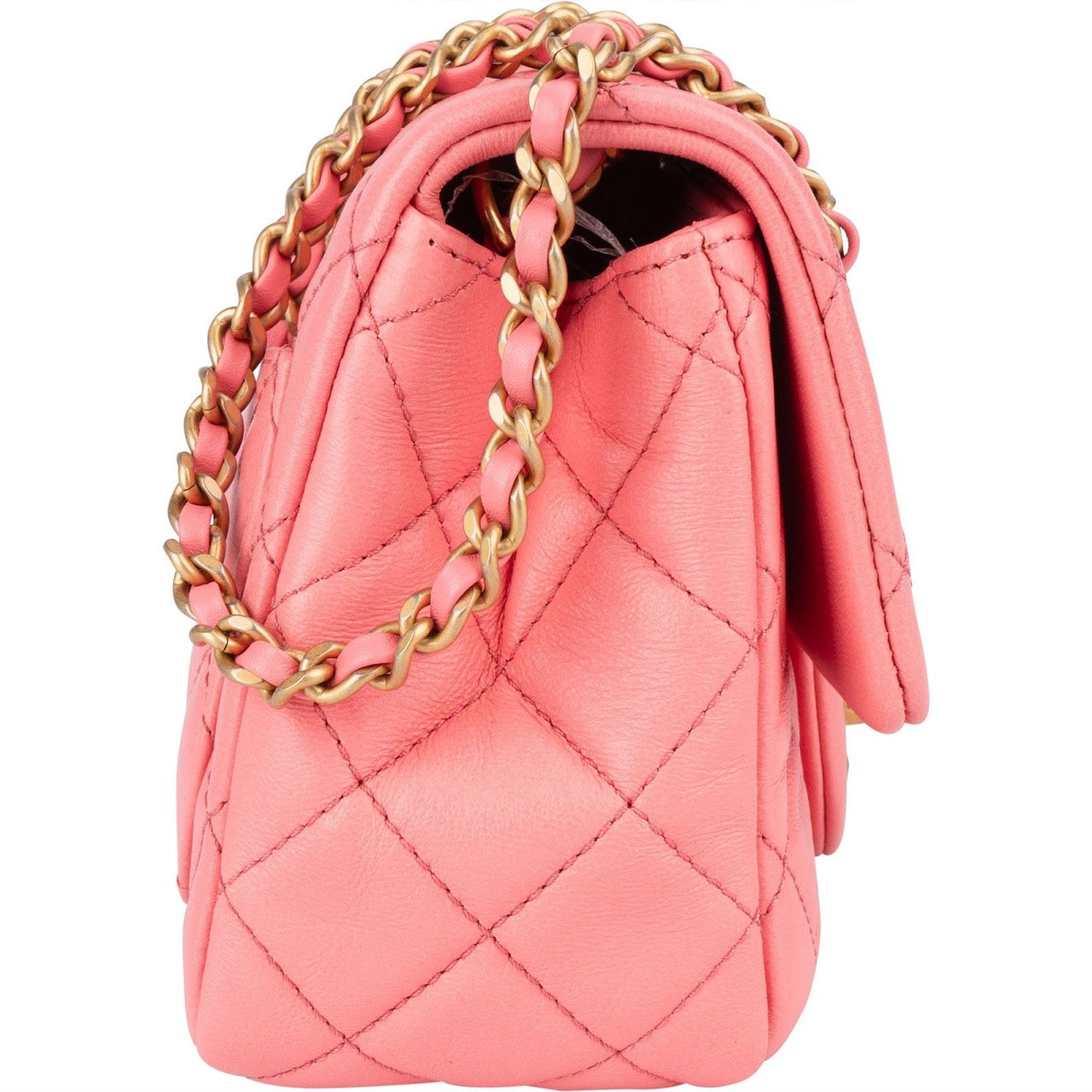 Chanel Chanel Quilted Lambskin Mini Rectangular Single Flap Adjustable Crossbody Bag Rood