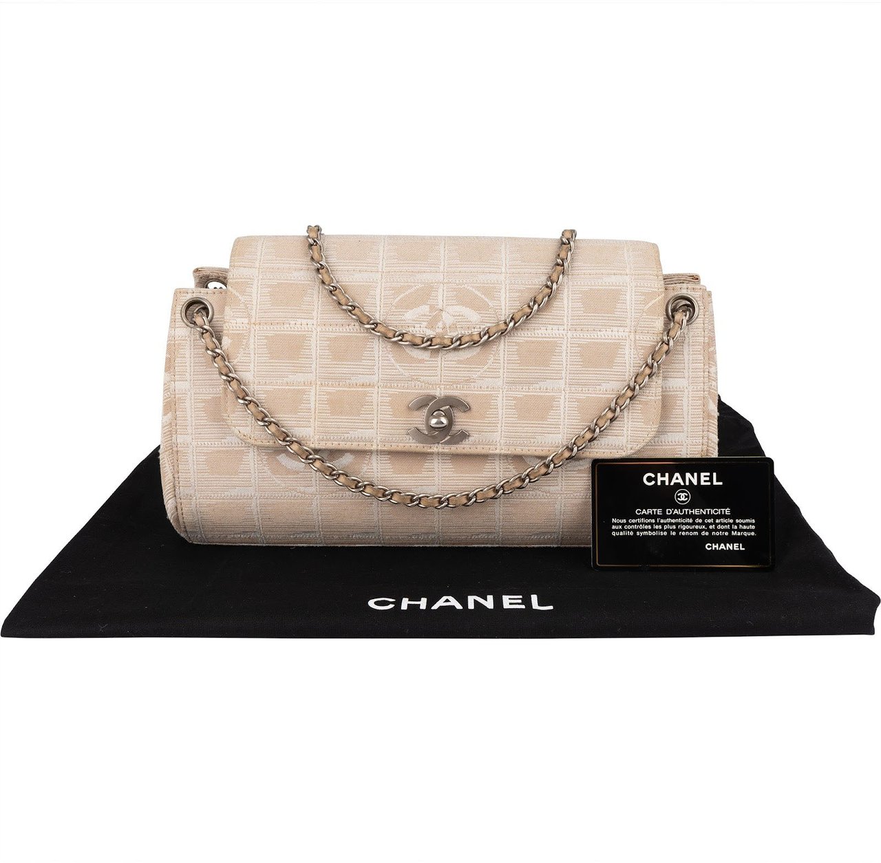 Chanel Chanel Travel Line Monogram Single Flap Crossbody Bag Beige