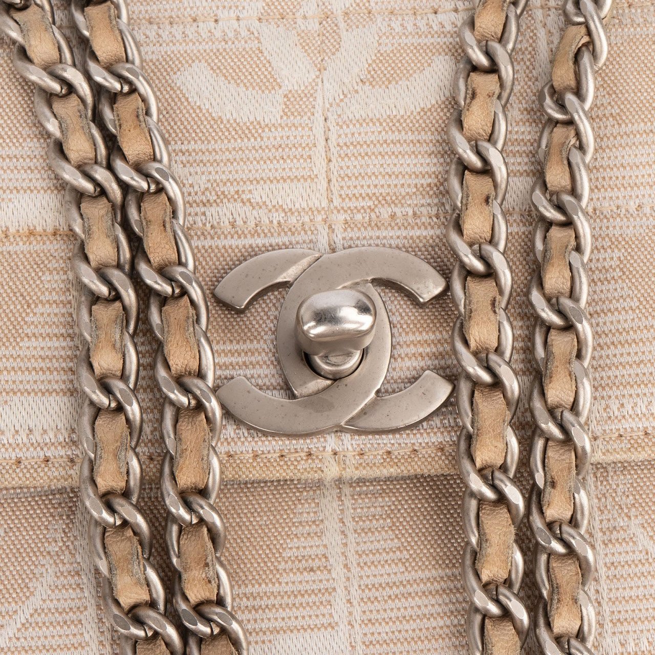 Chanel Chanel Travel Line Monogram Single Flap Crossbody Bag Beige