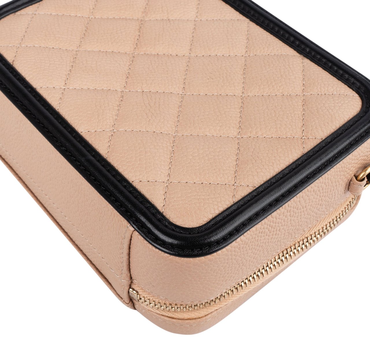 Chanel Chanel Quilted Caviar Leather Small Filigree Crossbody Bag Beige