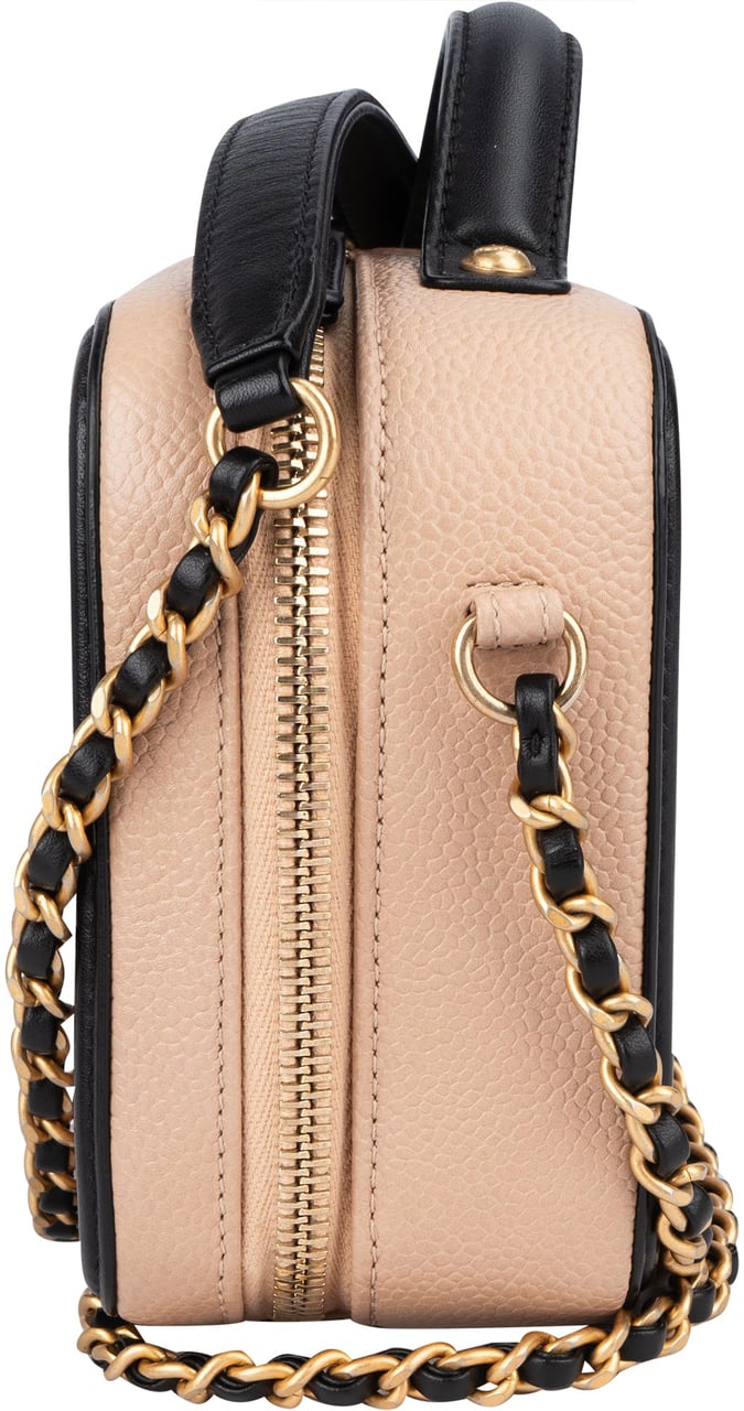 Chanel Chanel Quilted Caviar Leather Small Filigree Crossbody Bag Beige