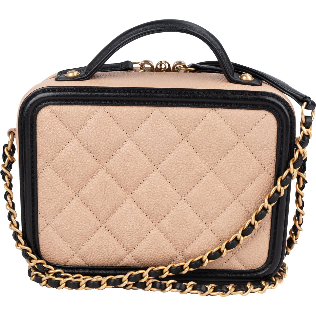 Chanel Chanel Quilted Caviar Leather Small Filigree Crossbody Bag Beige