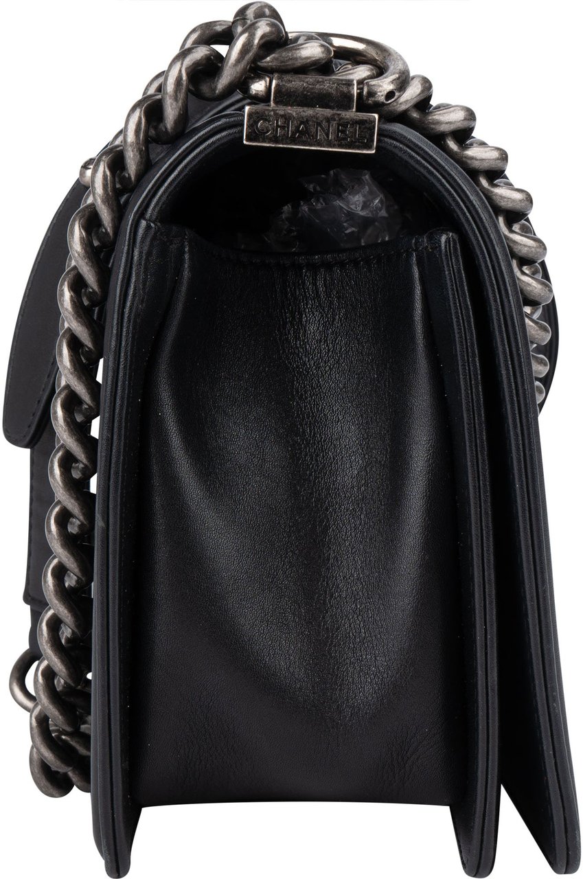 Chanel Chanel Braided Fabric Boy Single Flap Crossbody Bag Zwart