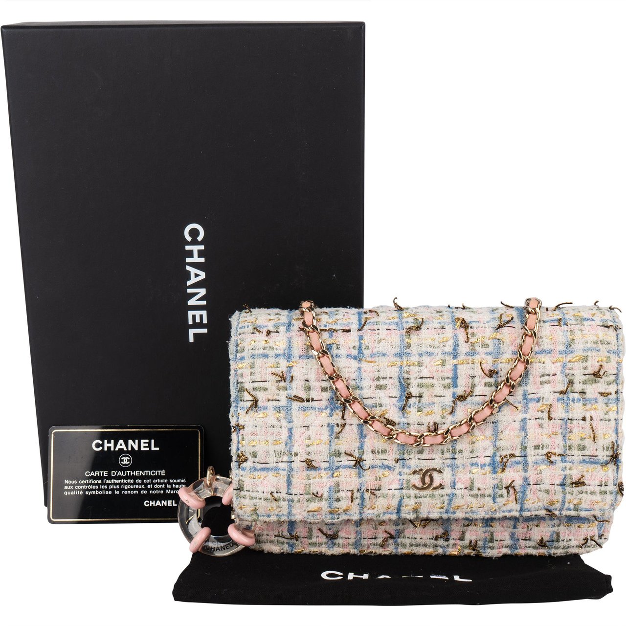 Chanel Chanel Quilted Tweed Wallet On Chain Crossbody Bag Wit