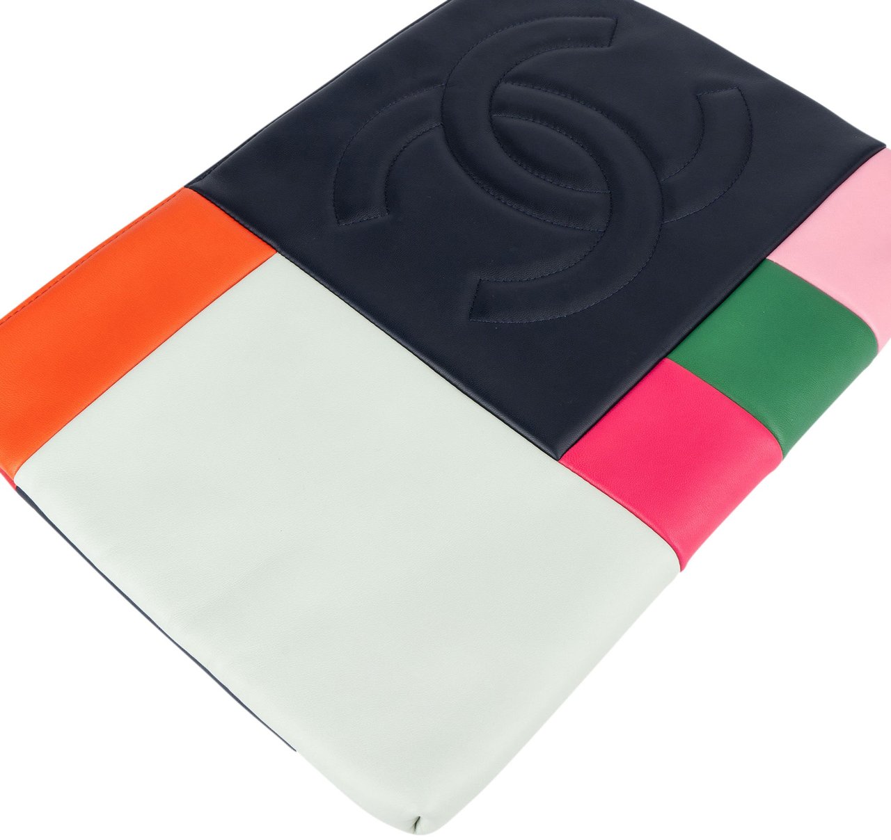 Chanel Chanel Lambskin Patchwork Colorblock Clutch Navy