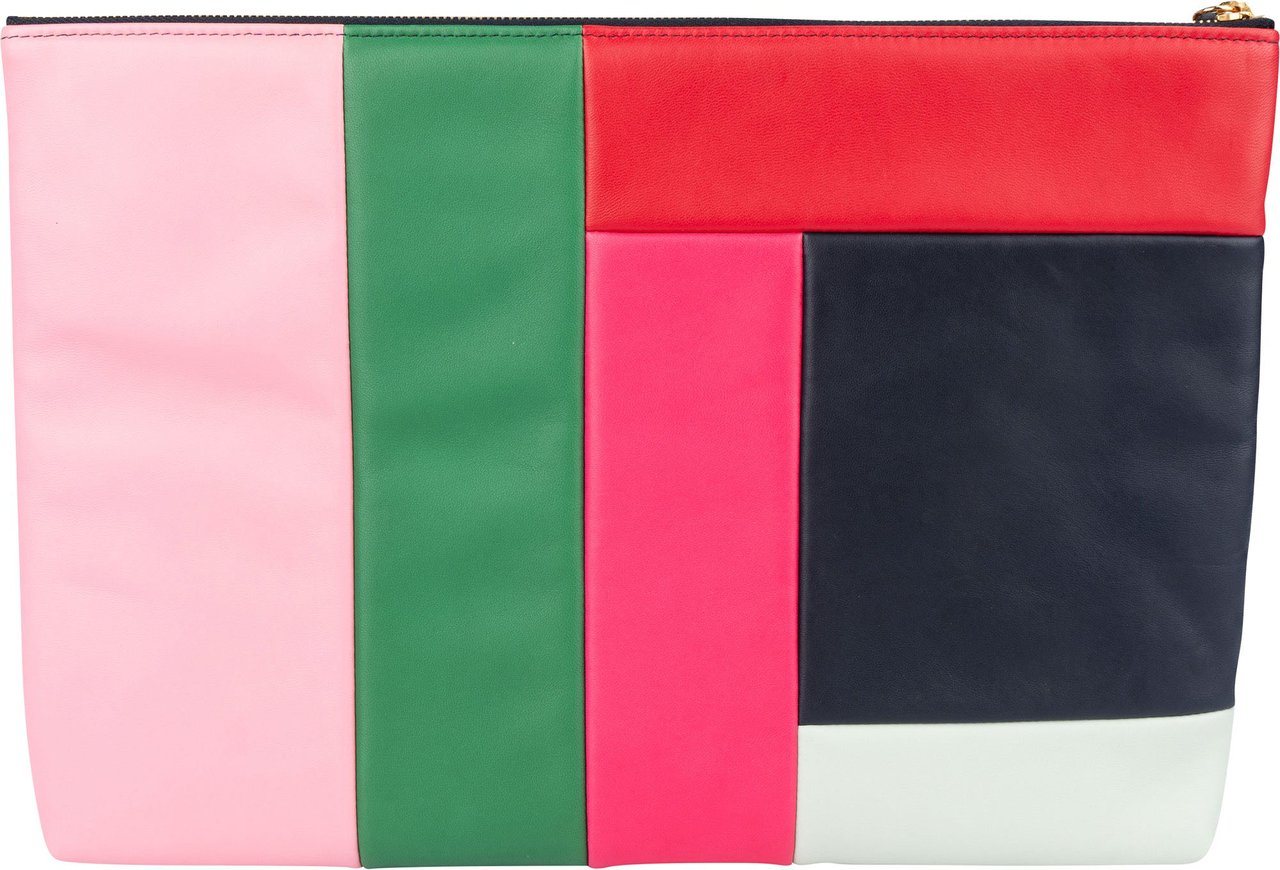 Chanel Chanel Lambskin Patchwork Colorblock Clutch Navy