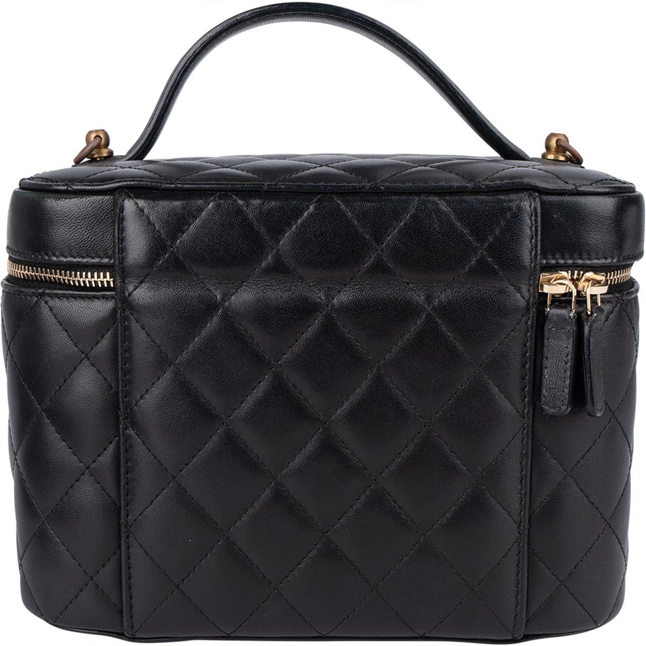 Chanel Chanel Quilted Lambskin Vanity Case Handbag Zwart