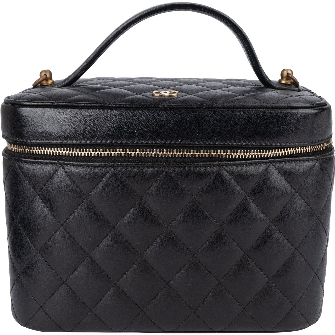 Chanel Chanel Quilted Lambskin Vanity Case Handbag Zwart