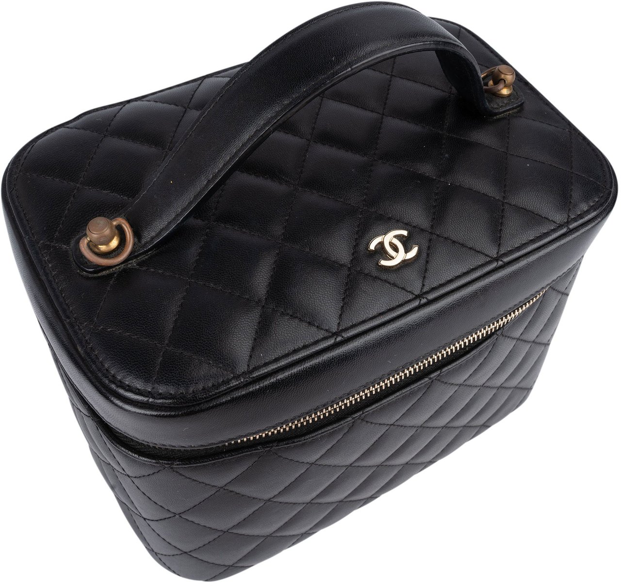 Chanel Chanel Quilted Lambskin Vanity Case Handbag Zwart