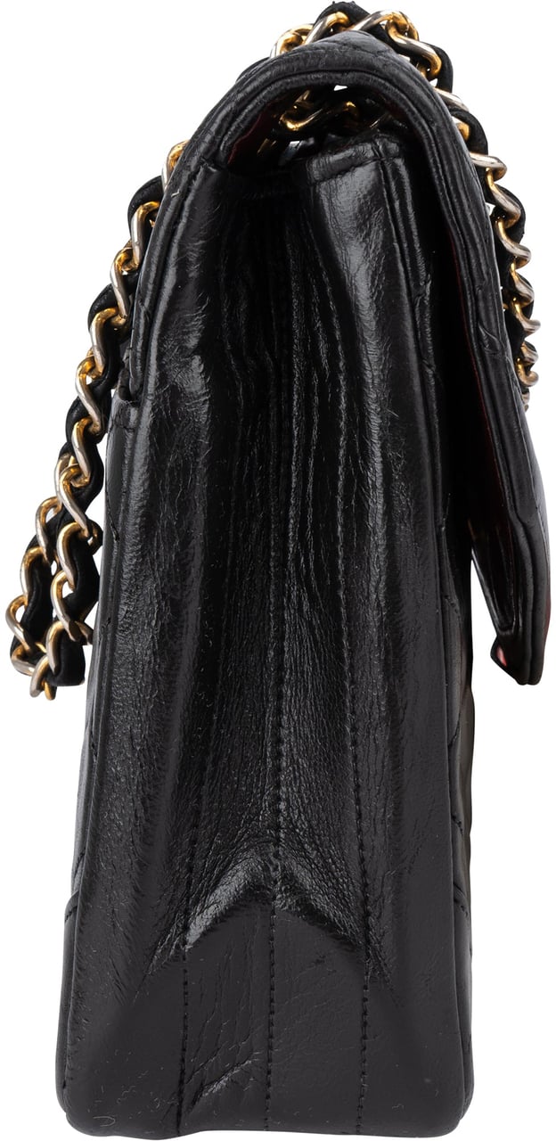 Chanel Chanel Quilted Lambskin 24K Gold Single Flap Shoulder Bag Zwart